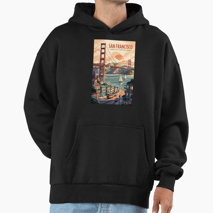 San Francisco California Skyline Travel Hoodie - Streetwear Style Unisex - T-Shirt, Sweatshirt, Hoodie
