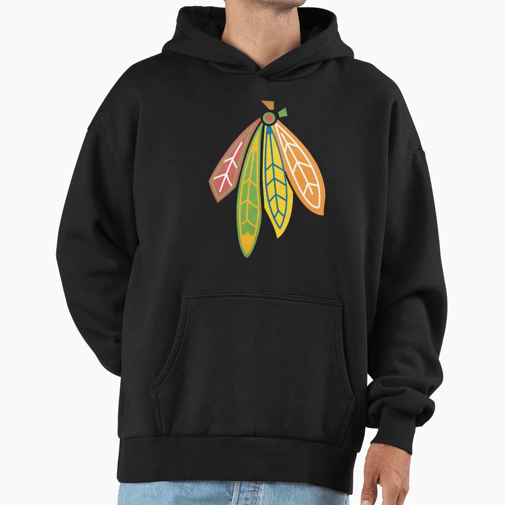 Blackhawks Feathers Hoodie - Novelty Apparel Unisex - T-Shirt, Sweatshirt, Hoodie