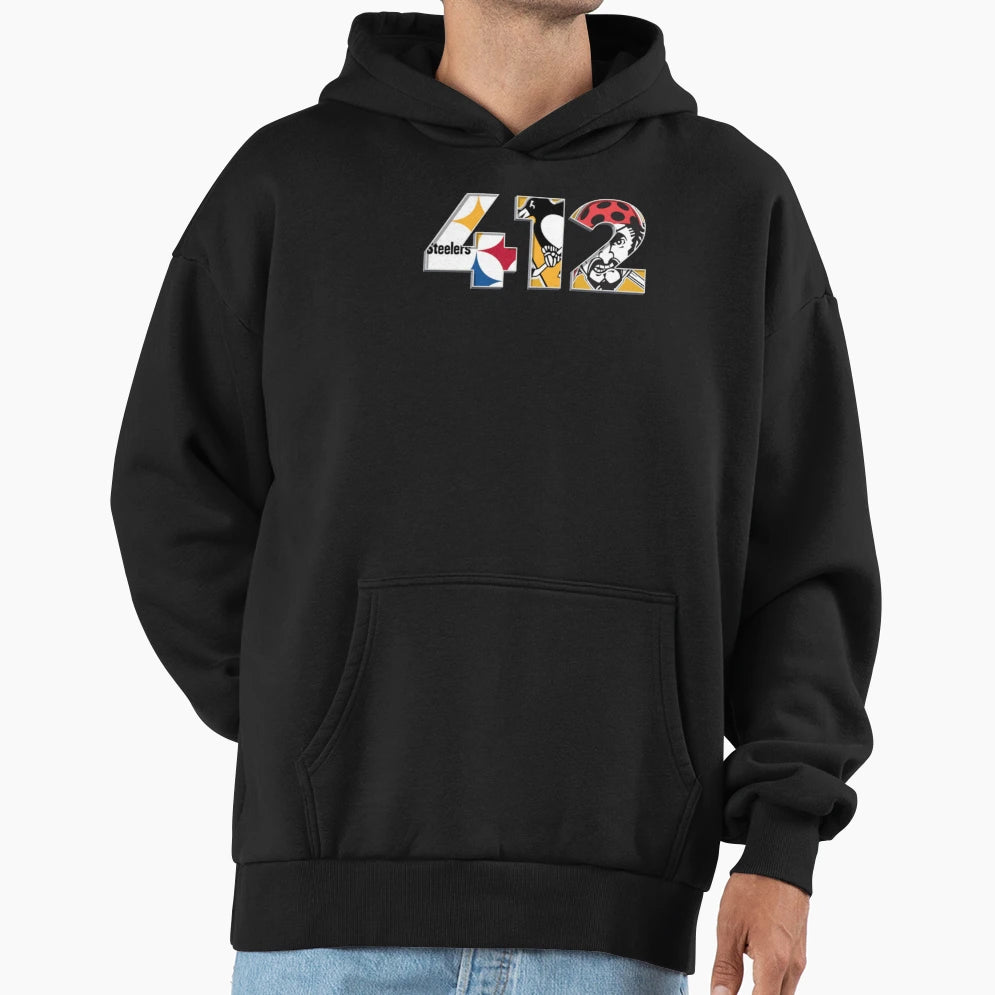 Area Code 412 Sports Teams Hoodie - Casual Everyday Wear for Adults - T-Shirt, Sweatshirt, Hoodie