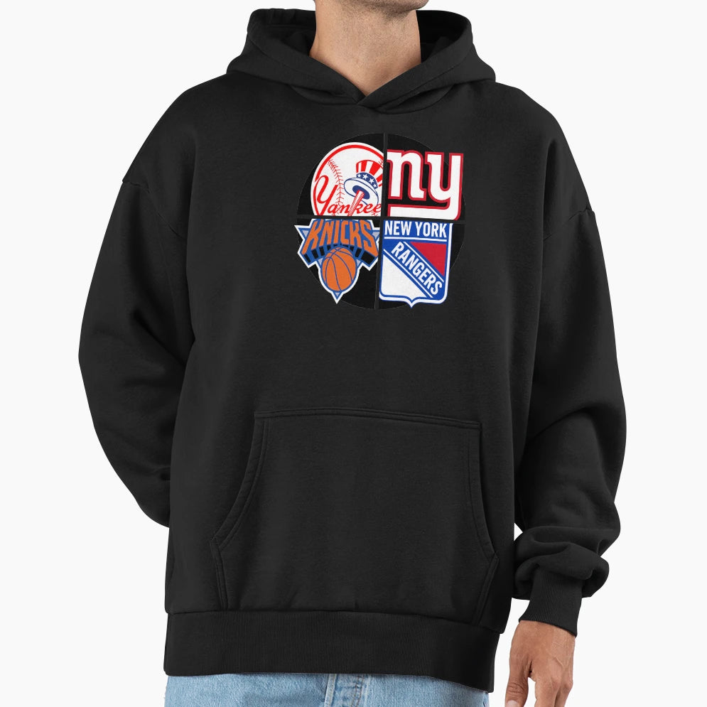 New York Sports Quad 1 Hoodie - Fun Novelty Design Unisex - T-Shirt, Sweatshirt, Hoodie