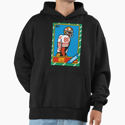 Jerry Rice Pixel Art Football Card 80 Hoodie - Casual Everyday Wear Unisex - T-Shirt, Sweatshirt, Hoodie