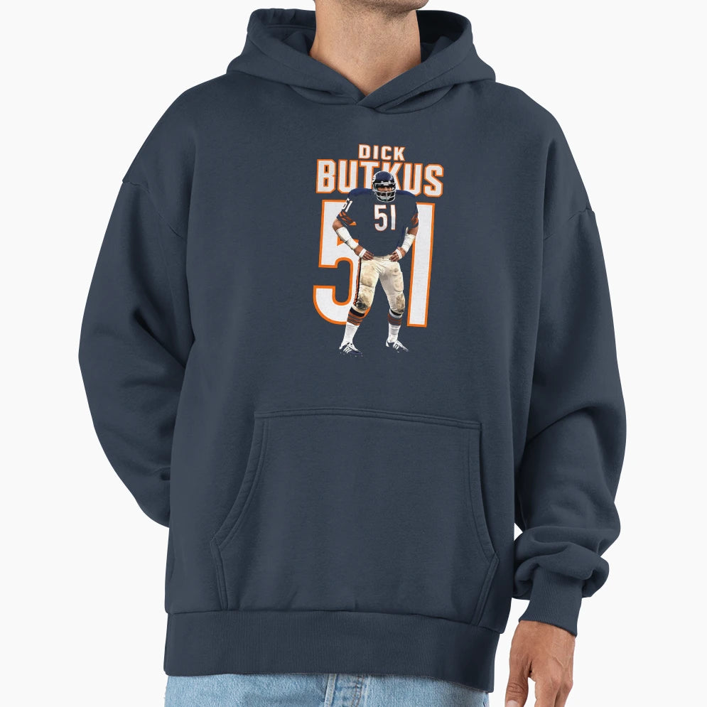 Dick Butkus Chicago Bears 51 Football Art Hoodie - Unique Graphic Unisex - T-Shirt, Sweatshirt, Hoodie