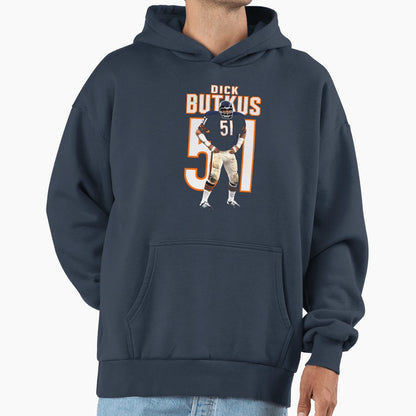 Dick Butkus Chicago Bears 51 Football Art Hoodie - Unique Graphic Unisex - T-Shirt, Sweatshirt, Hoodie