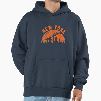 New York Ny Skyline City Baseball Met Hoodie - Minimalist Print for Adults - T-Shirt, Sweatshirt, Hoodie