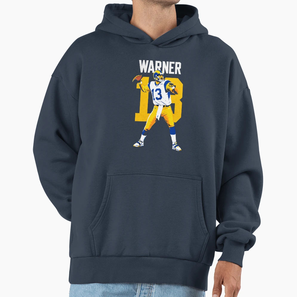 Kurt Warner St Louis Rams 13 Football Art Hoodie - Novelty Apparel Unisex - T-Shirt, Sweatshirt, Hoodie