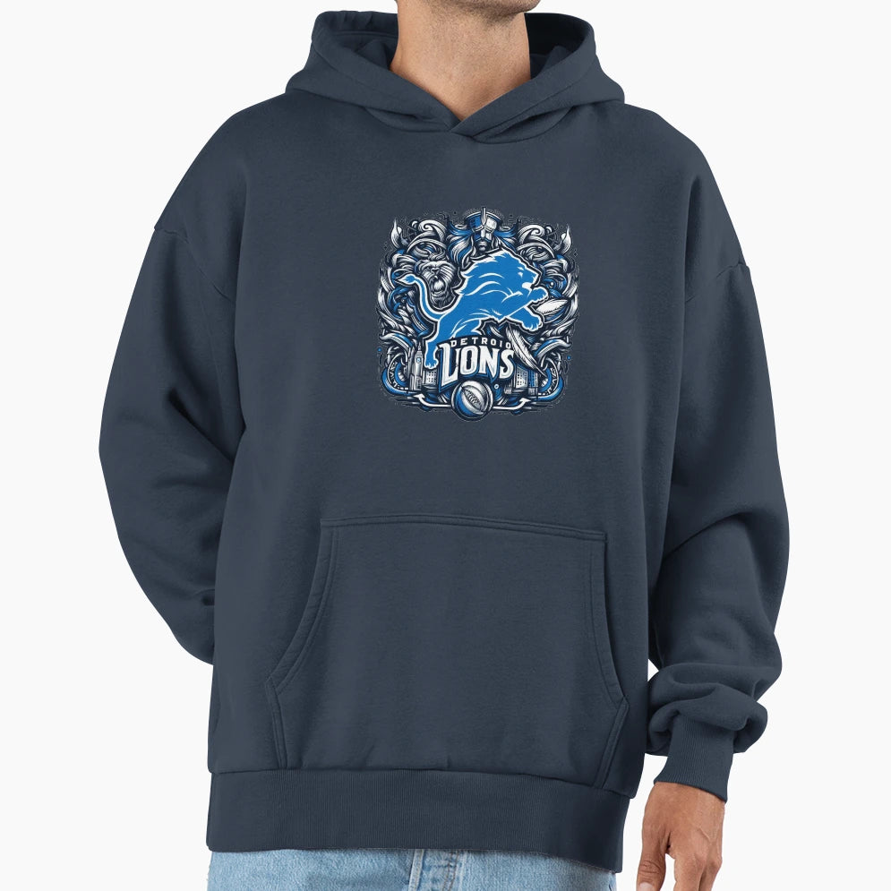 Lion Hearted Detroit Pride Hoodie - Minimalist Print for Adults - T-Shirt, Sweatshirt, Hoodie