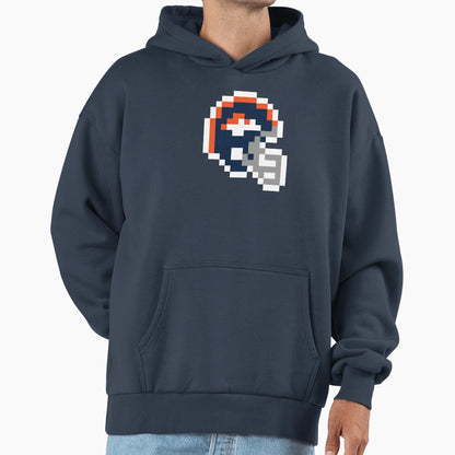 Denver Broncos 8 Bit Football Helmet Hoodie - Casual Everyday Wear Unisex - T-Shirt, Sweatshirt, Hoodie
