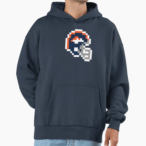 Denver Broncos 8 Bit Football Helmet Hoodie - Casual Everyday Wear Unisex - T-Shirt, Sweatshirt, Hoodie