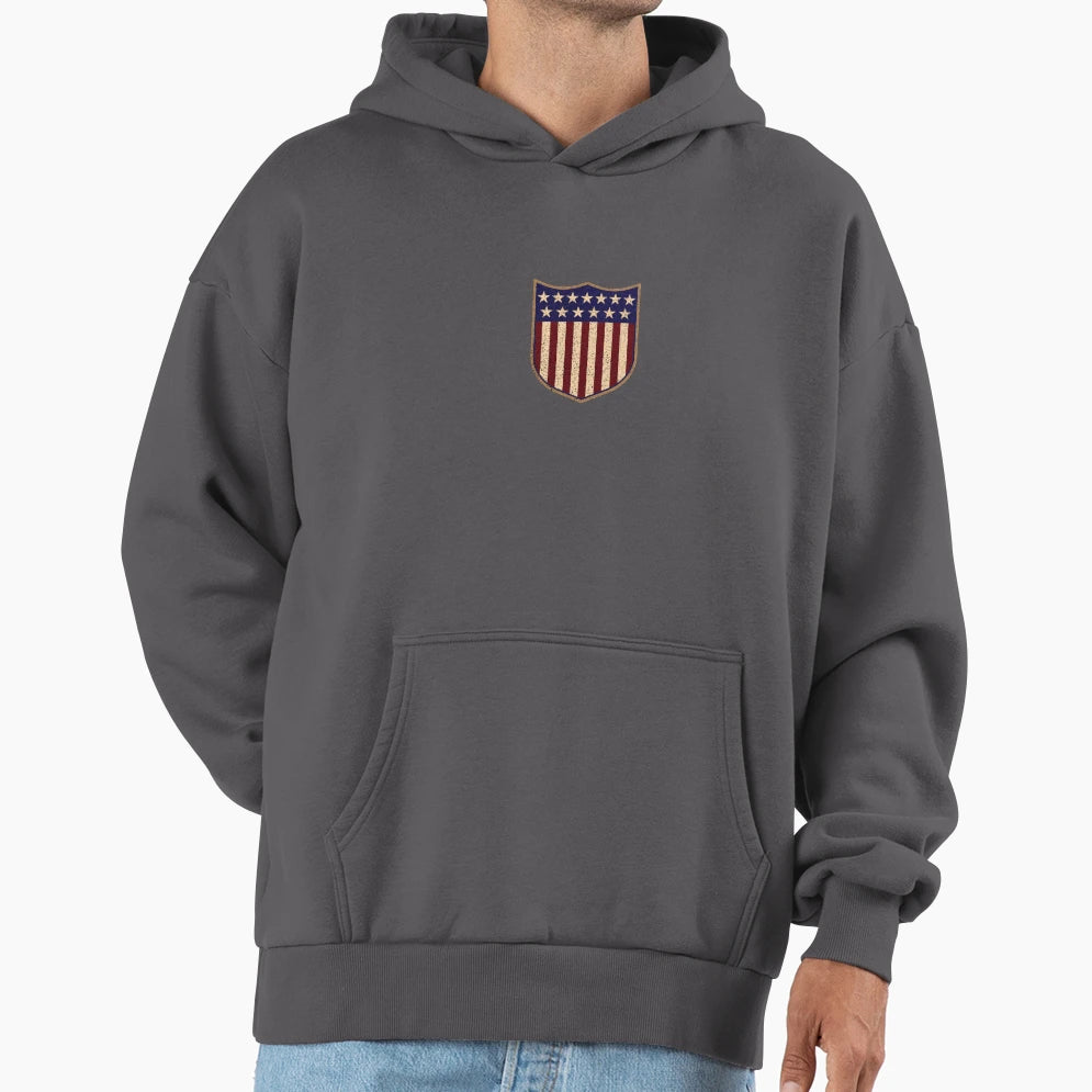 Us Shield Textured Hoodie - Casual Everyday Wear Unisex - T-Shirt, Sweatshirt, Hoodie