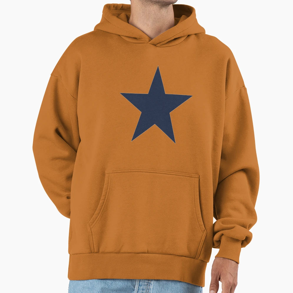 Single Navy Blue Star Transparent Hoodie - Unique Graphic Men Women - T-Shirt, Sweatshirt, Hoodie