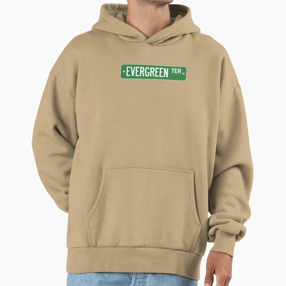 Evergreen Terrace Street Sign Hoodie - Aesthetic Graphic for Adults - T-Shirt, Sweatshirt, Hoodie