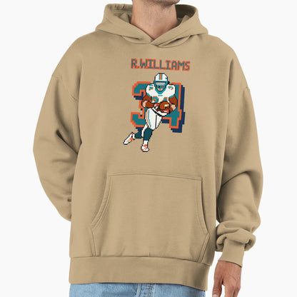 Ricky Williams 8 Bit Pixel Art Miami Hoodie - Trendy Graphic Unisex - T-Shirt, Sweatshirt, Hoodie