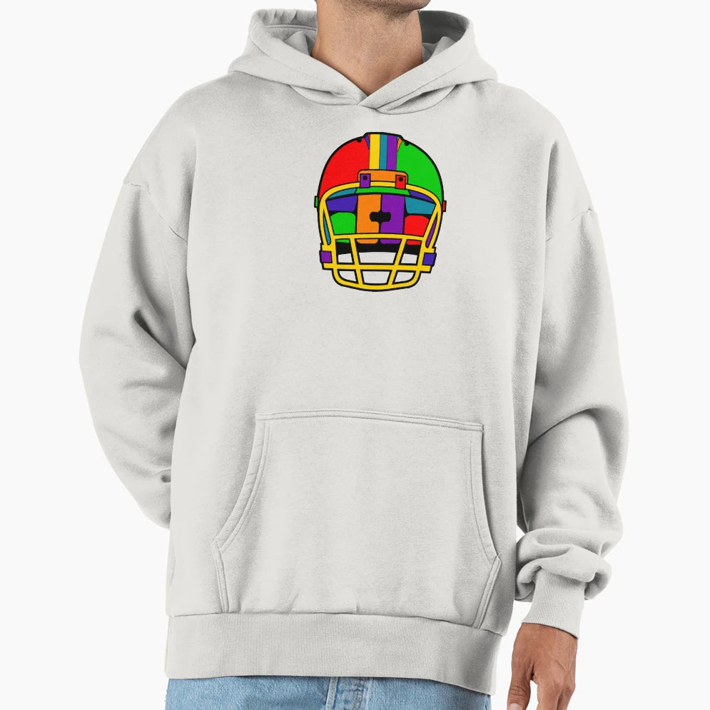 Football Helmet Rainbow Hoodie - Graphic Print for Adults - T-Shirt, Sweatshirt, Hoodie