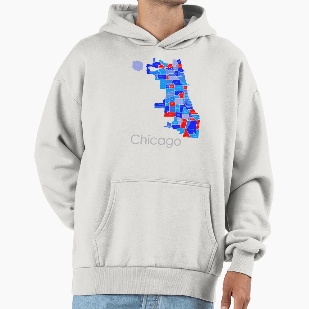 Chicago Red Blue Hoodie - Fun Novelty Design Unisex - T-Shirt, Sweatshirt, Hoodie