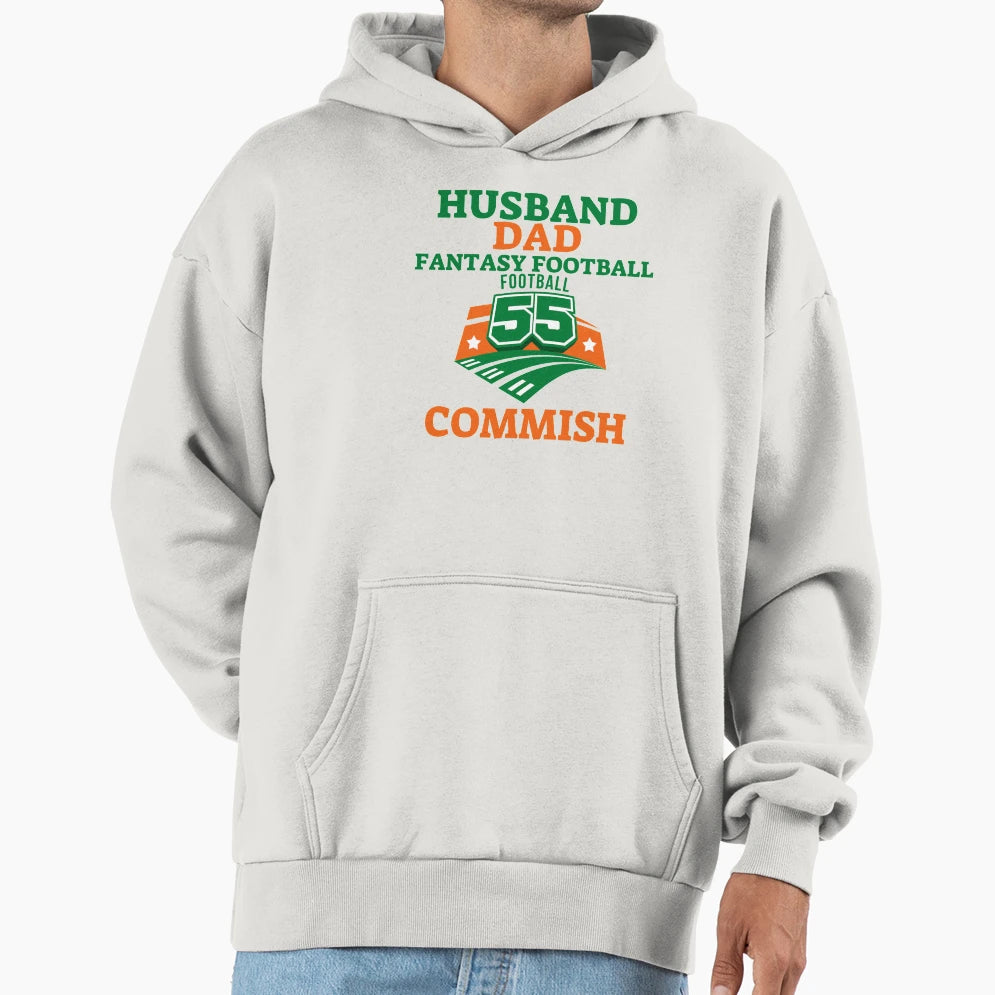 Husband Dad Fantasy Football Commish Hoodie - Graphic Print for Adults - T-Shirt, Sweatshirt, Hoodie