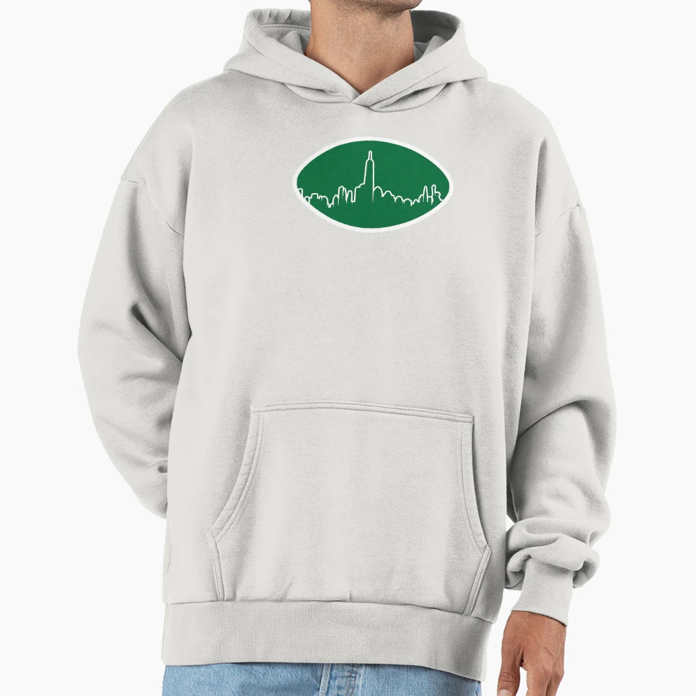 New York Jets Skyline Football Logo Hoodie - Graphic Print for Adults - T-Shirt, Sweatshirt, Hoodie