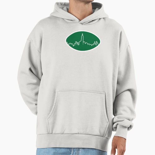 New York Jets Skyline Football Logo Hoodie - Graphic Print for Adults - T-Shirt, Sweatshirt, Hoodie