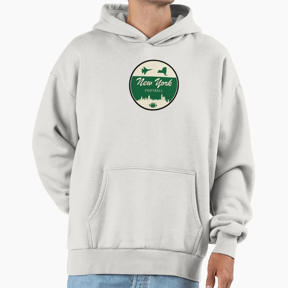 New York J Football Minimal Circle Hoodie - Graphic Print Men Women - T-Shirt, Sweatshirt, Hoodie