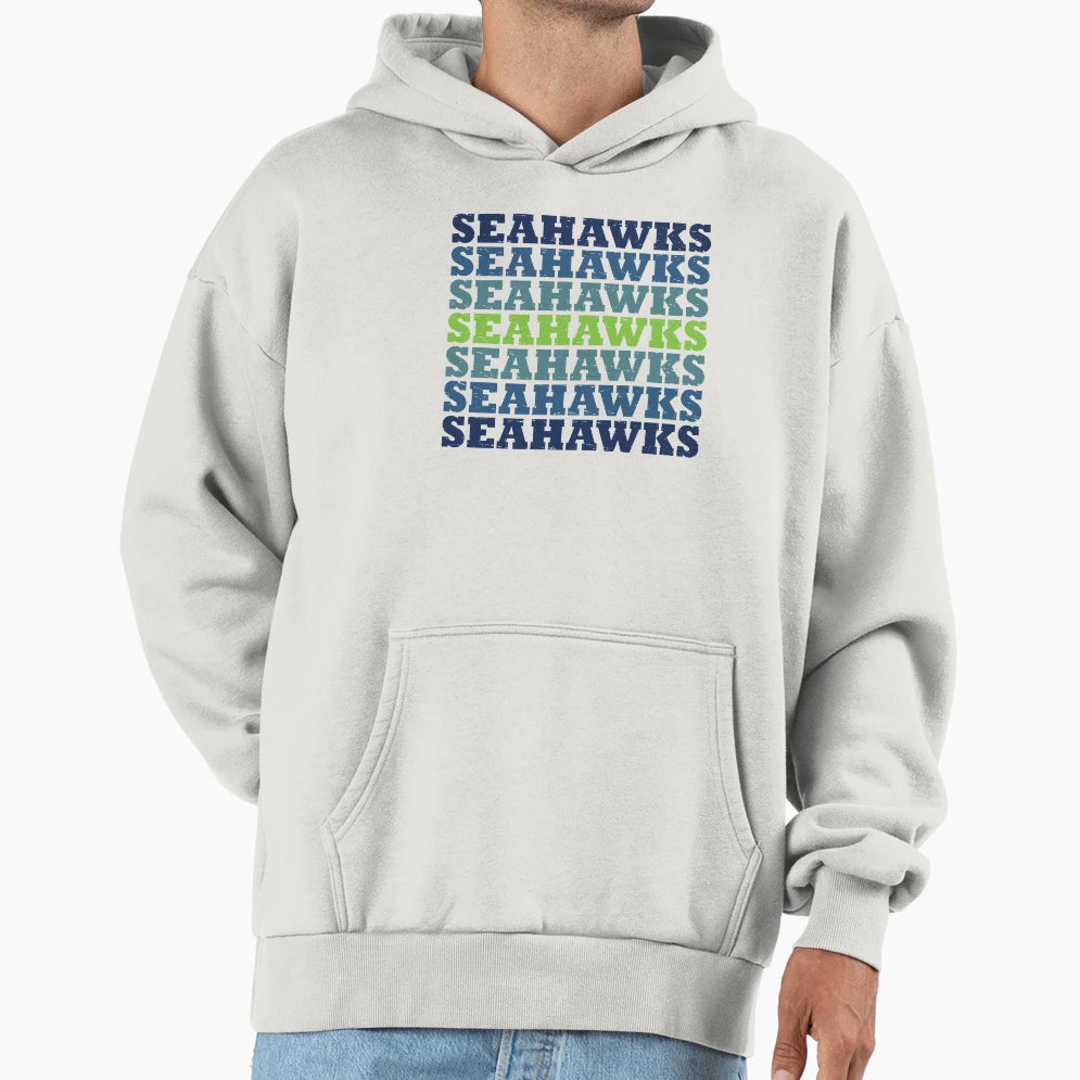 Sea Hawks Distressed Repeated Gradient Hoodie - Minimalist Print Men Women - T-Shirt, Sweatshirt, Hoodie