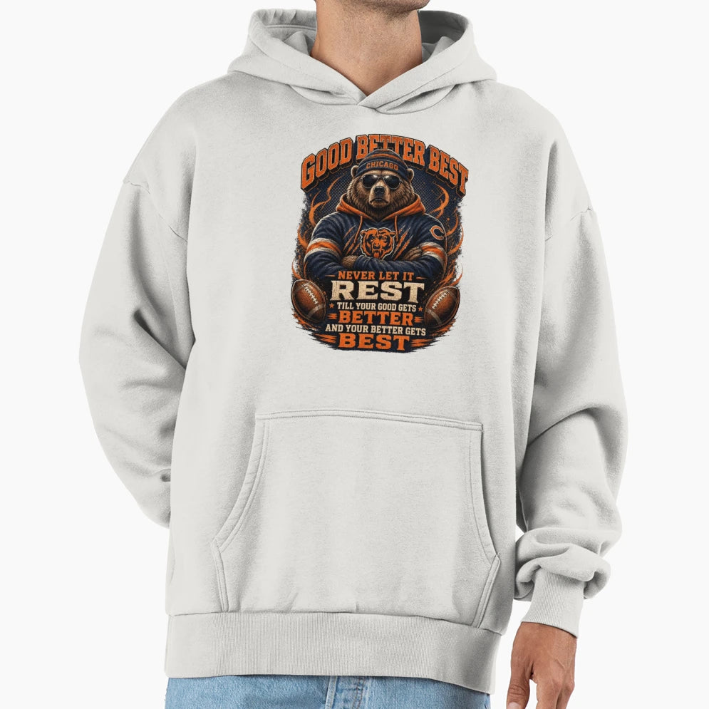 Chicago Football Bear Hoodie - Casual Everyday Wear for Adults - T-Shirt, Sweatshirt, Hoodie