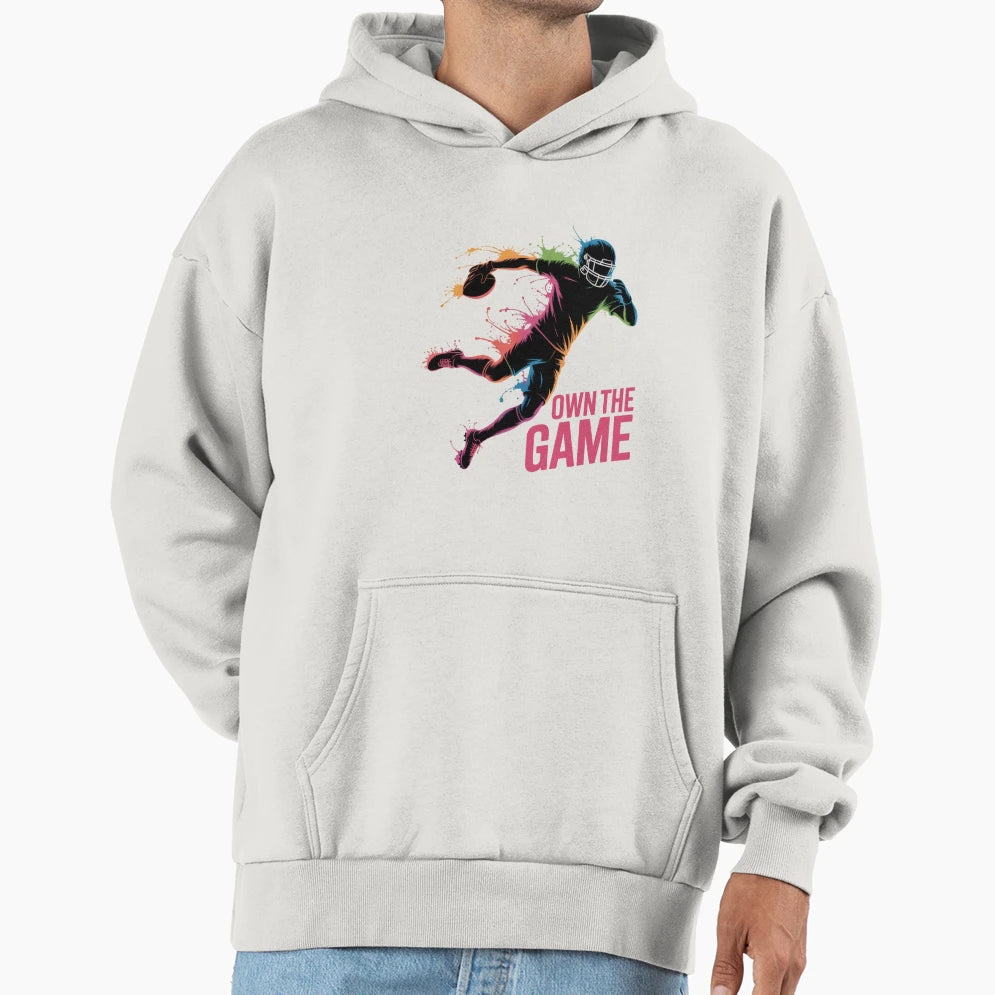 Own Game American Football Player Splash Hoodie - Graphic Print for Adults - T-Shirt, Sweatshirt, Hoodie