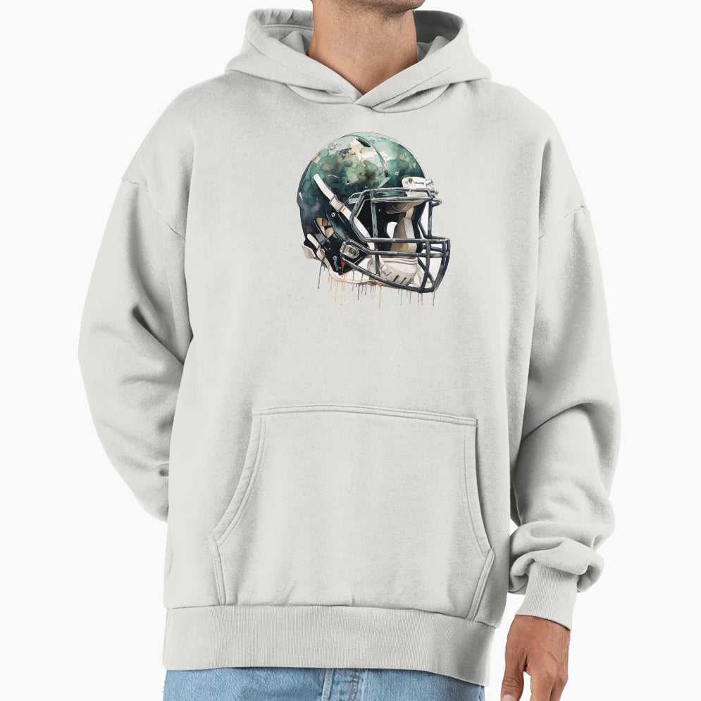 American Football Helmet Green Hoodie - Unique Graphic Men Women - T-Shirt, Sweatshirt, Hoodie