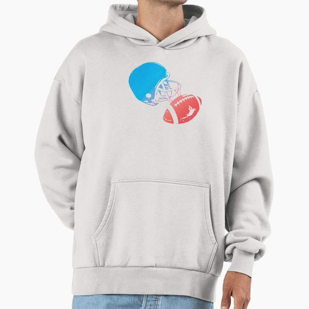 American Football Helmet And Ball Hoodie - Fun Novelty Design for Adults - T-Shirt, Sweatshirt, Hoodie
