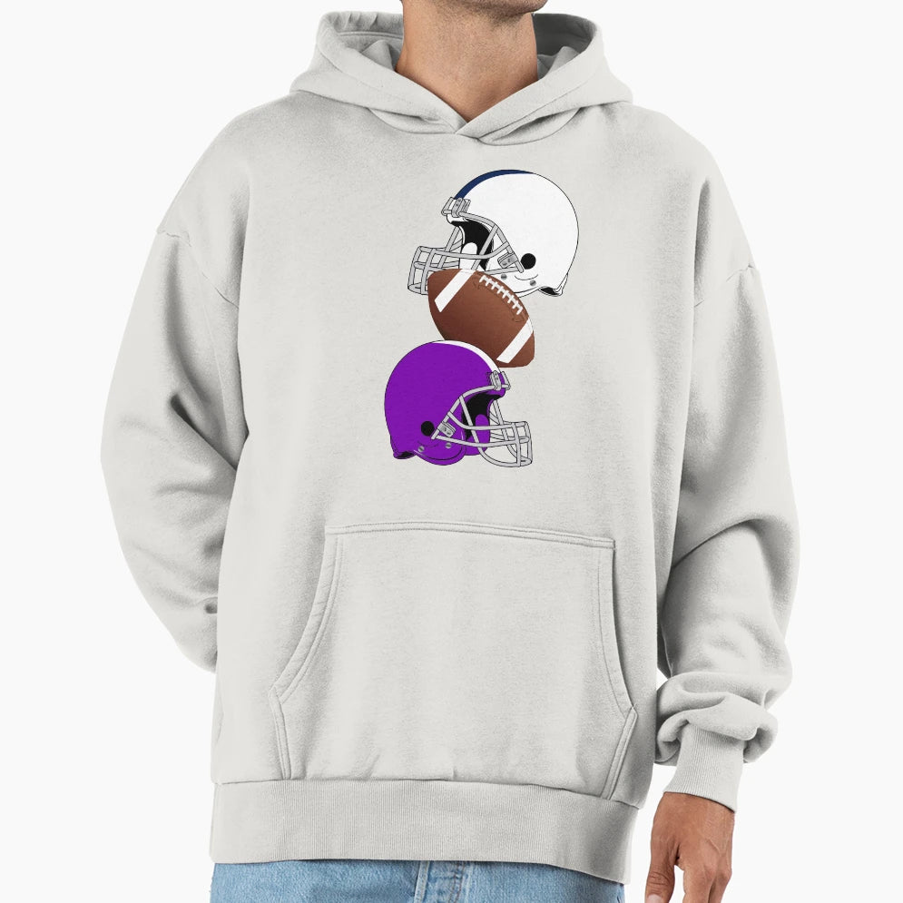 Footballs And Helmets Pattern Hoodie - Streetwear Style for Adults - T-Shirt, Sweatshirt, Hoodie