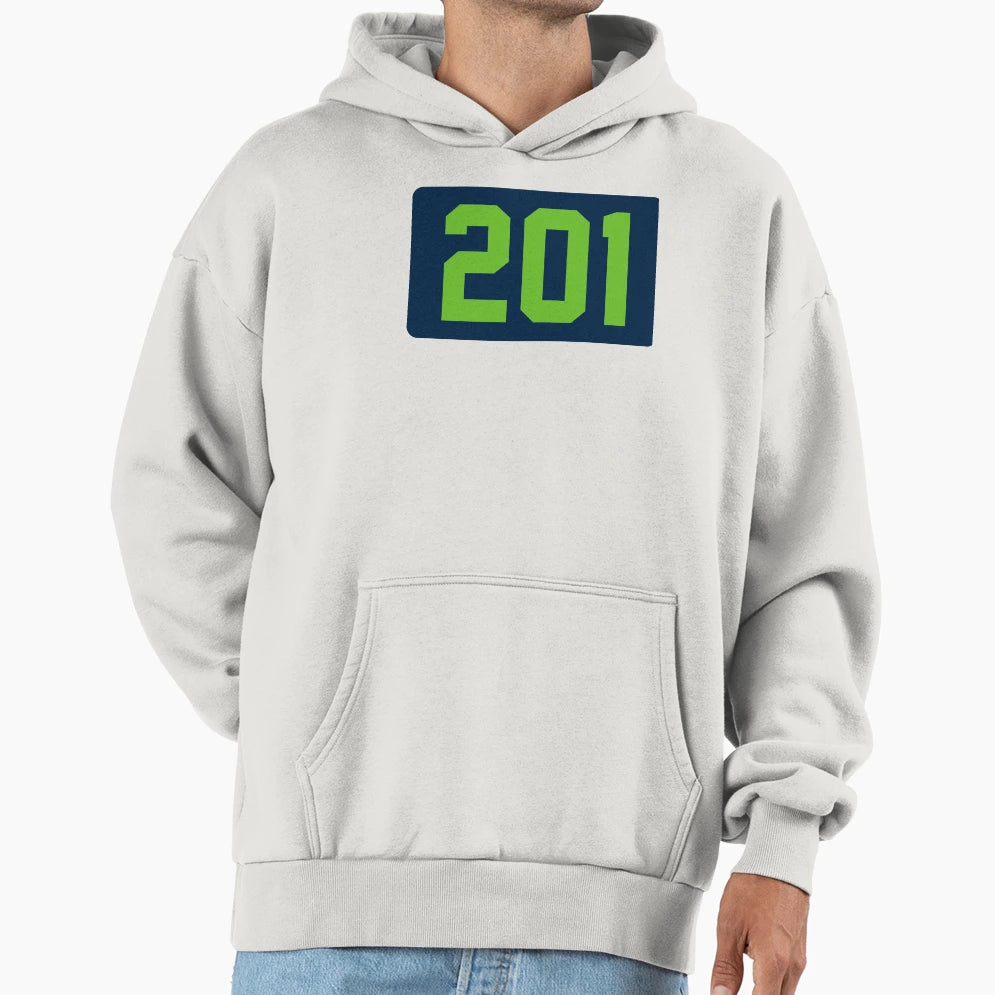201 Area Code 2022 Green And Blue Hoodie - Trendy Graphic Unisex - T-Shirt, Sweatshirt, Hoodie