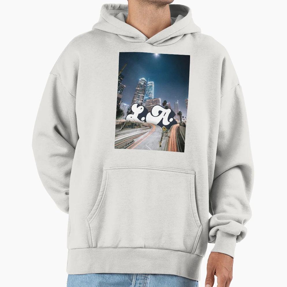Los Angeles Glow City Streets After Hoodie - Custom Art Print for Adults - T-Shirt, Sweatshirt, Hoodie