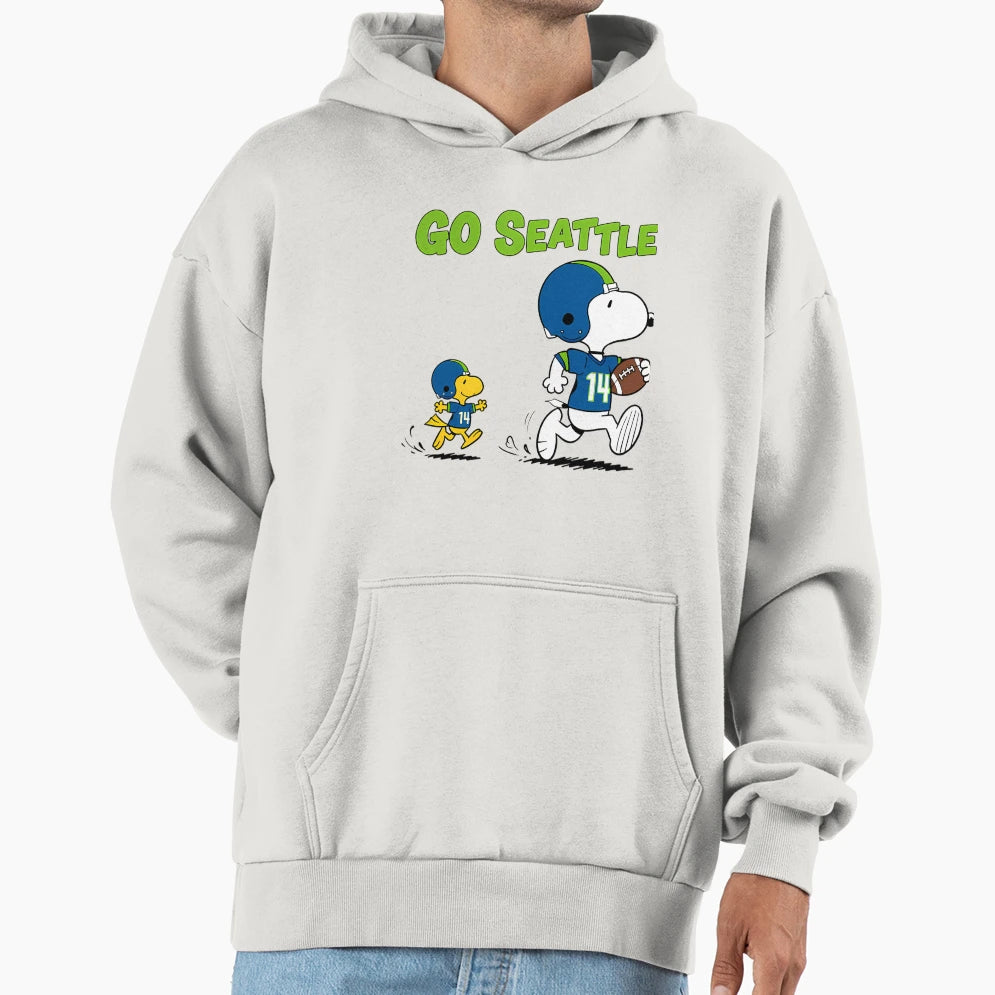 Seattle Seahawks Snoopy And Woodstock Hoodie - Custom Art Print Men Women - T-Shirt, Sweatshirt, Hoodie