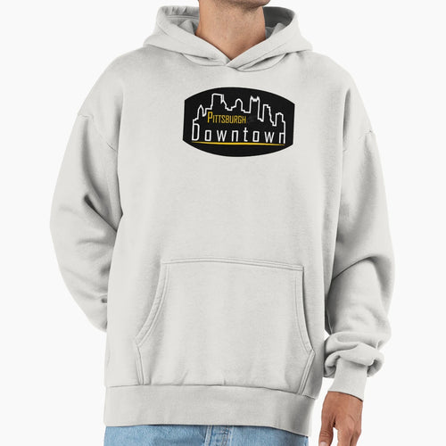 Black Downtown Pittsburgh Hoodie - Custom Art Print Unisex - T-Shirt, Sweatshirt, Hoodie