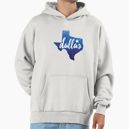 Dallas Texas Blue Watercolor Hoodie - Minimalist Print Unisex - T-Shirt, Sweatshirt, Hoodie