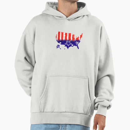 Red White And Blue Glory Usa Map Hoodie - Aesthetic Graphic for Adults - T-Shirt, Sweatshirt, Hoodie