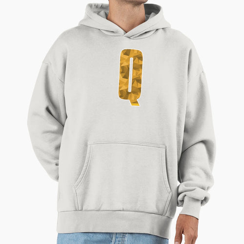 Letter Q Monogram Letter Art Yellow Hoodie - Minimalist Print for Adults - T-Shirt, Sweatshirt, Hoodie