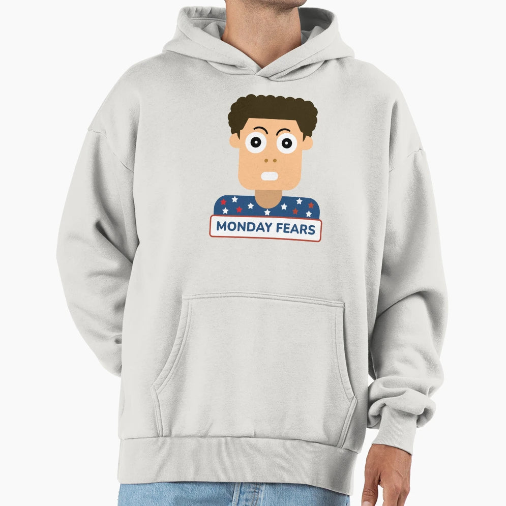 Funny Monday Fears Cartoon Hoodie - Streetwear Style for Adults - T-Shirt, Sweatshirt, Hoodie