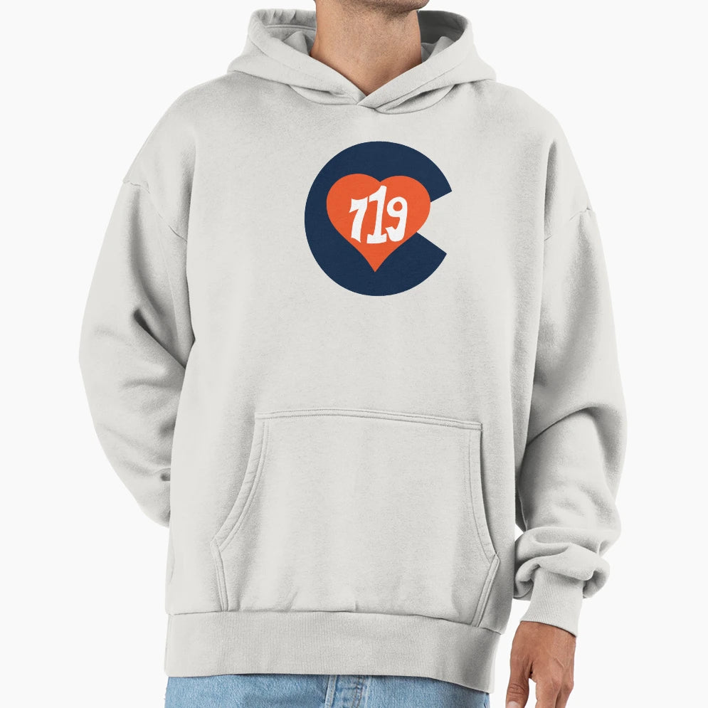 Hand Drawn Colorado Heart Flag 719 Area Hoodie - Novelty Apparel Men Women - T-Shirt, Sweatshirt, Hoodie