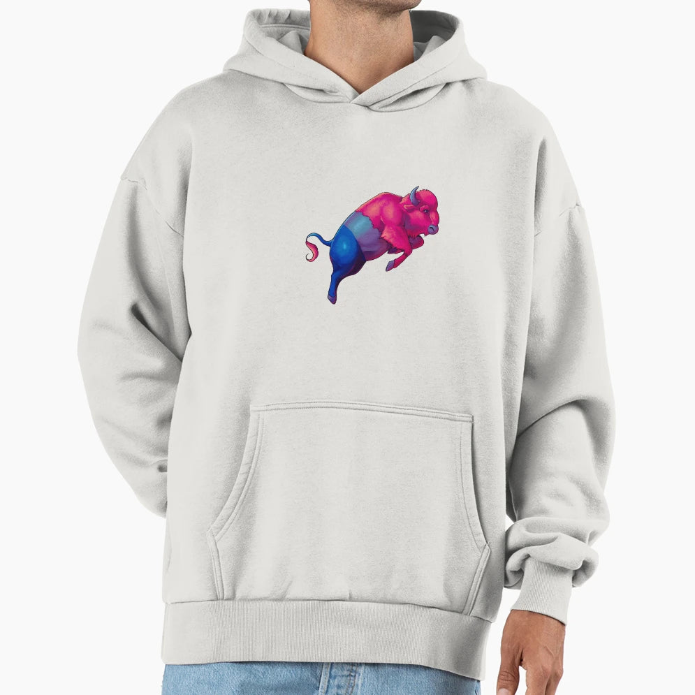 Great American Bi Bison Hoodie - Aesthetic Graphic for Adults - T-Shirt, Sweatshirt, Hoodie