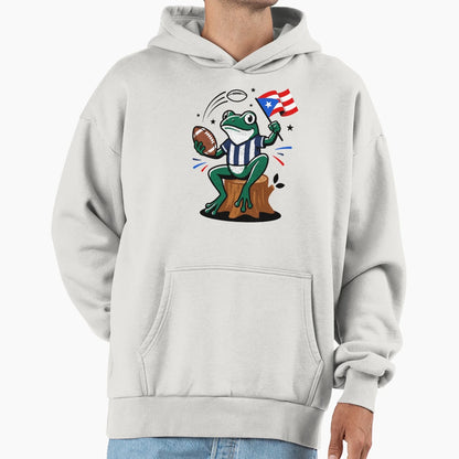 Puerto Rico Coqu Frog Football Fan Hoodie - Aesthetic Graphic Unisex - T-Shirt, Sweatshirt, Hoodie