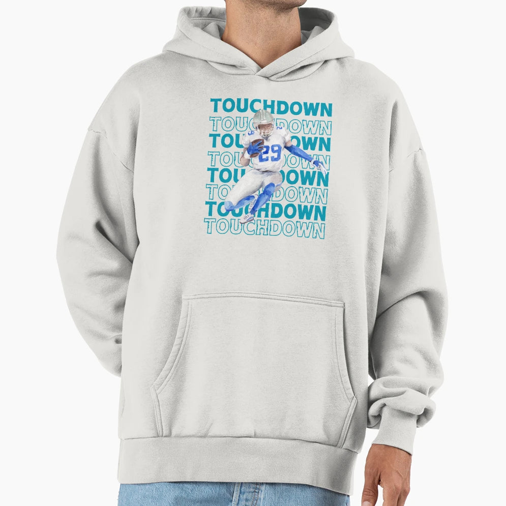 Blue Football Touchdown Hoodie - Graphic Print Men Women - T-Shirt, Sweatshirt, Hoodie