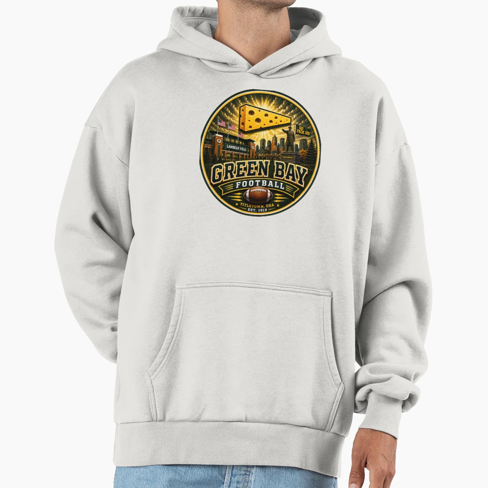 Green Bay Football Sports Emblem T-Shirt - Novelty Apparel for Adults - T-Shirt, Sweatshirt, Hoodie