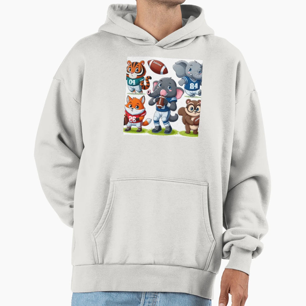 Animals Playing Football Hoodie - Casual Everyday Wear Unisex - T-Shirt, Sweatshirt, Hoodie