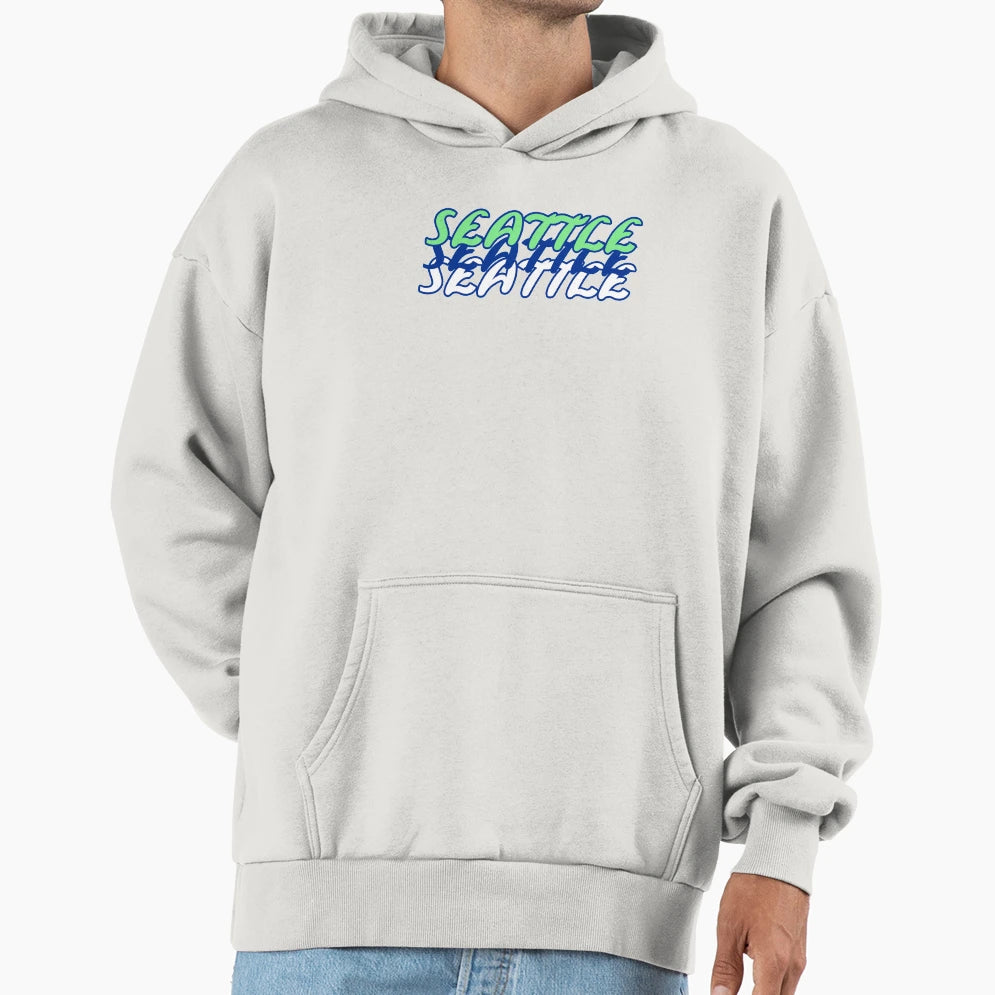 Seattle Washington Usa Green White And Blue Hoodie - Novelty Apparel Unisex - T-Shirt, Sweatshirt, Hoodie