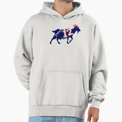 New England Football Goat 12 Hoodie - Custom Art Print Unisex - T-Shirt, Sweatshirt, Hoodie