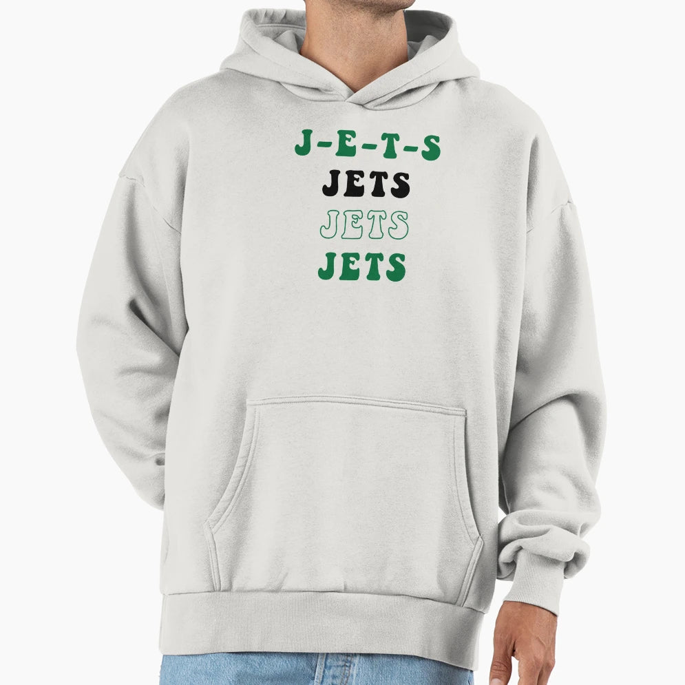 New York Jets Funky J E T S Chant Hoodie - Casual Everyday Wear Unisex - T-Shirt, Sweatshirt, Hoodie