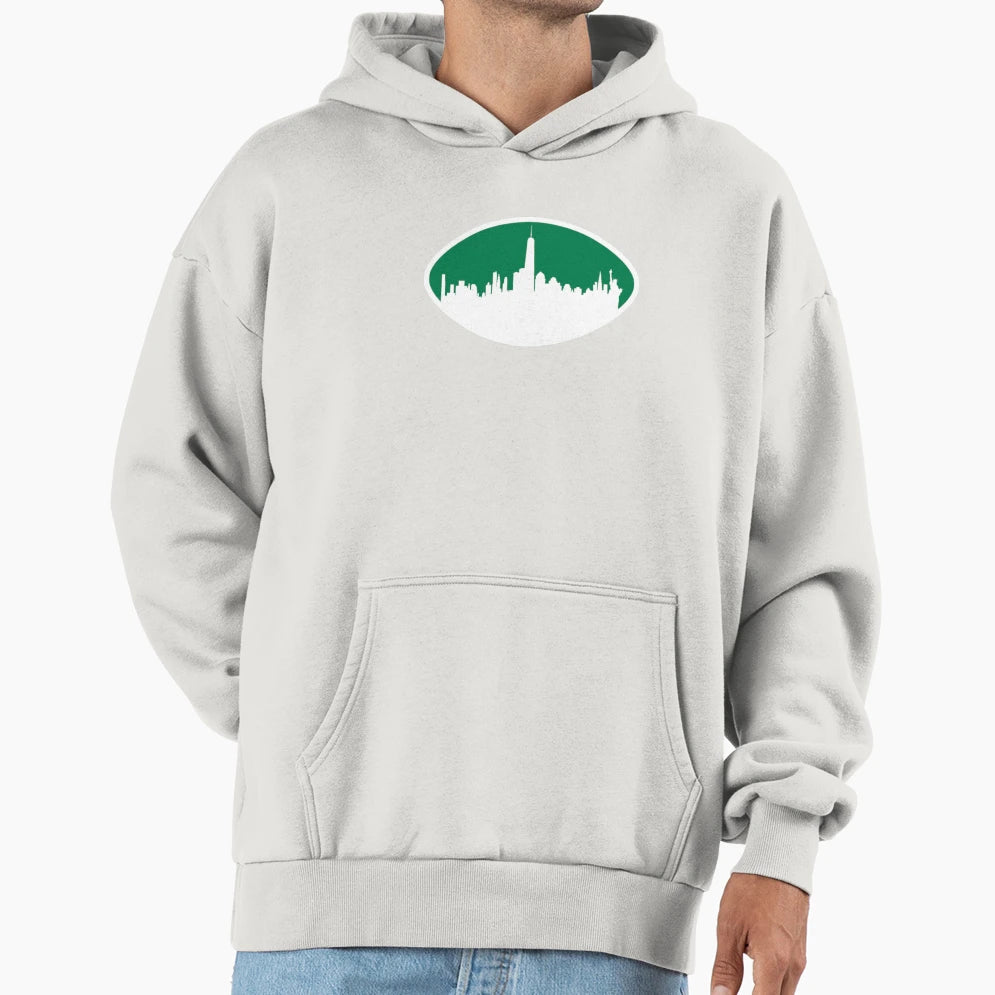Jets New York Skyline Football Hoodie - Fun Novelty Design for Adults - T-Shirt, Sweatshirt, Hoodie
