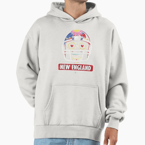 American Football New England Skull Hoodie - Unique Graphic Unisex - T-Shirt, Sweatshirt, Hoodie