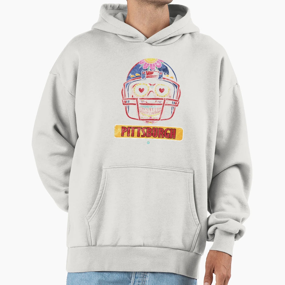 American Football Pittsburgh Skull Hoodie - Casual Everyday Wear Men Women - T-Shirt, Sweatshirt, Hoodie