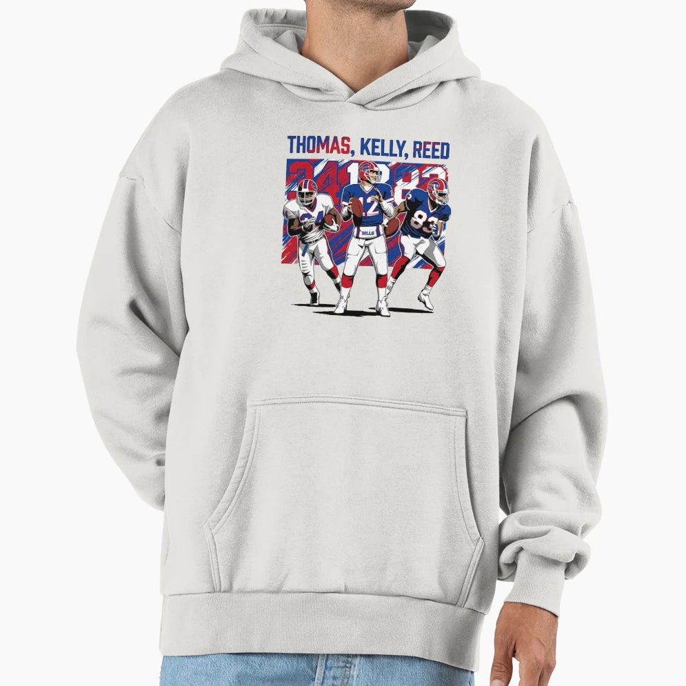Thomas Kelly Reed Buffalo Football Trio Hoodie - Aesthetic Graphic Unisex - T-Shirt, Sweatshirt, Hoodie