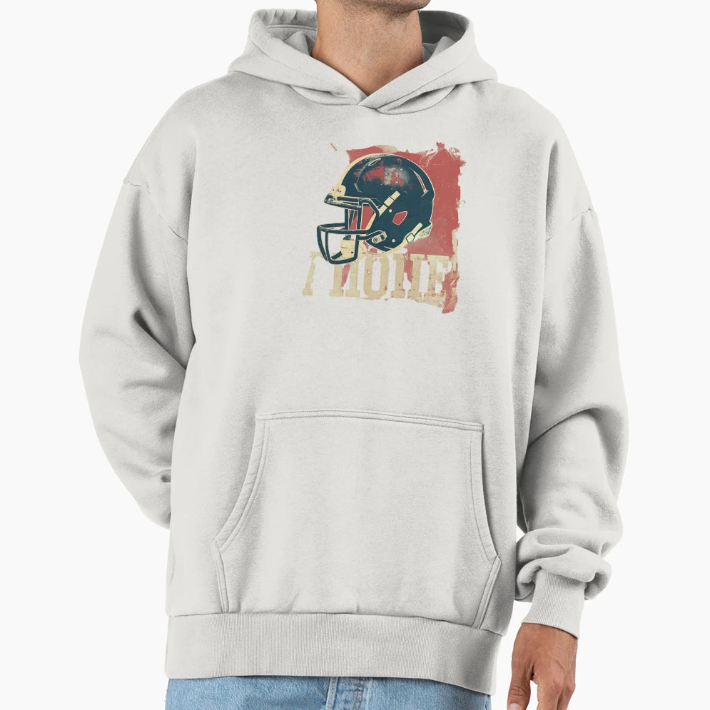 Grunge American Football Helmet Vector Hoodie - Fun Novelty Design Unisex - T-Shirt, Sweatshirt, Hoodie